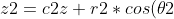 {z2 = c2z+r2*cos(\theta 2)}